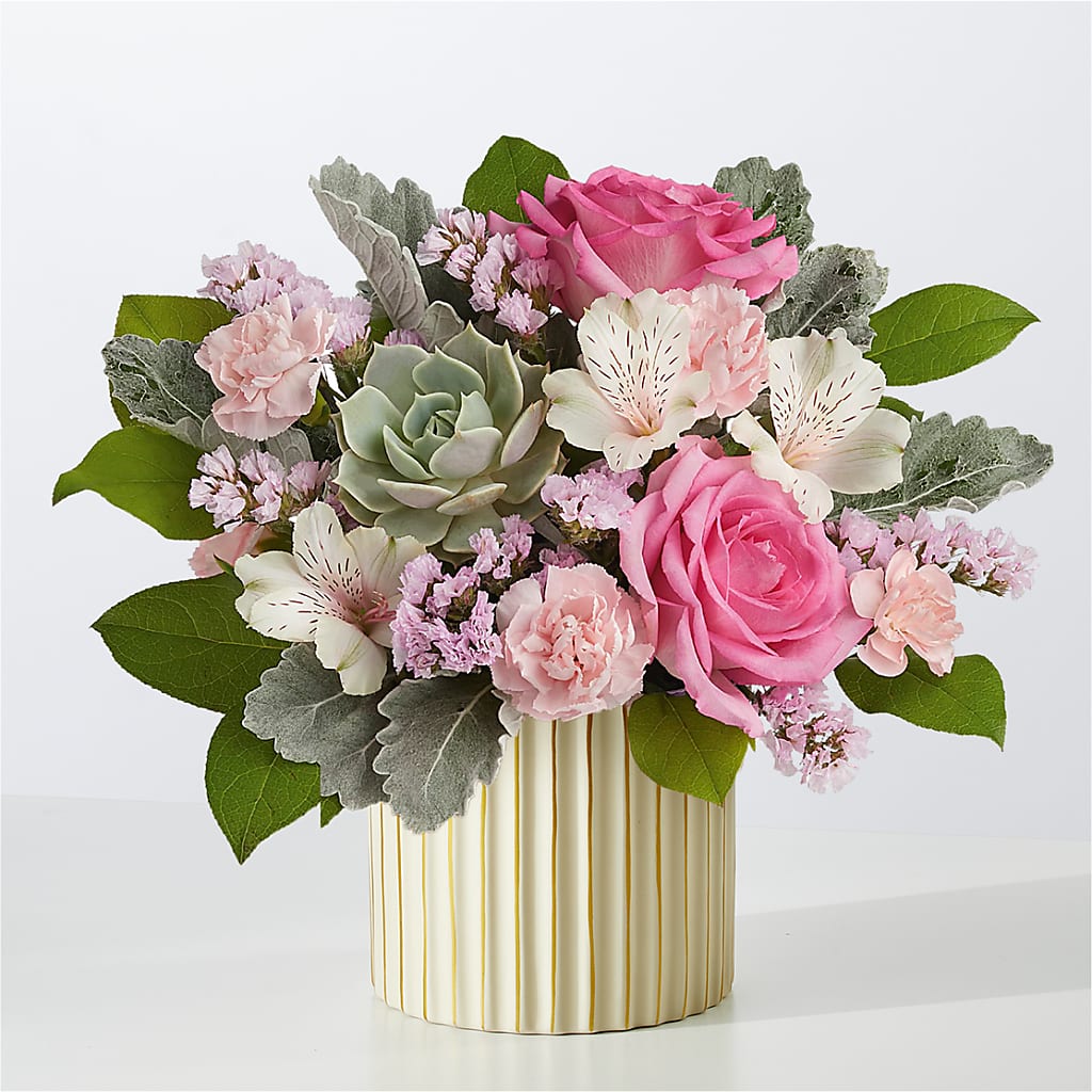 Dusty Rose Bouquet with Ivory Vase – MARIE'S FLOWER & GIFT SHOPPE INC, Moultrie GA