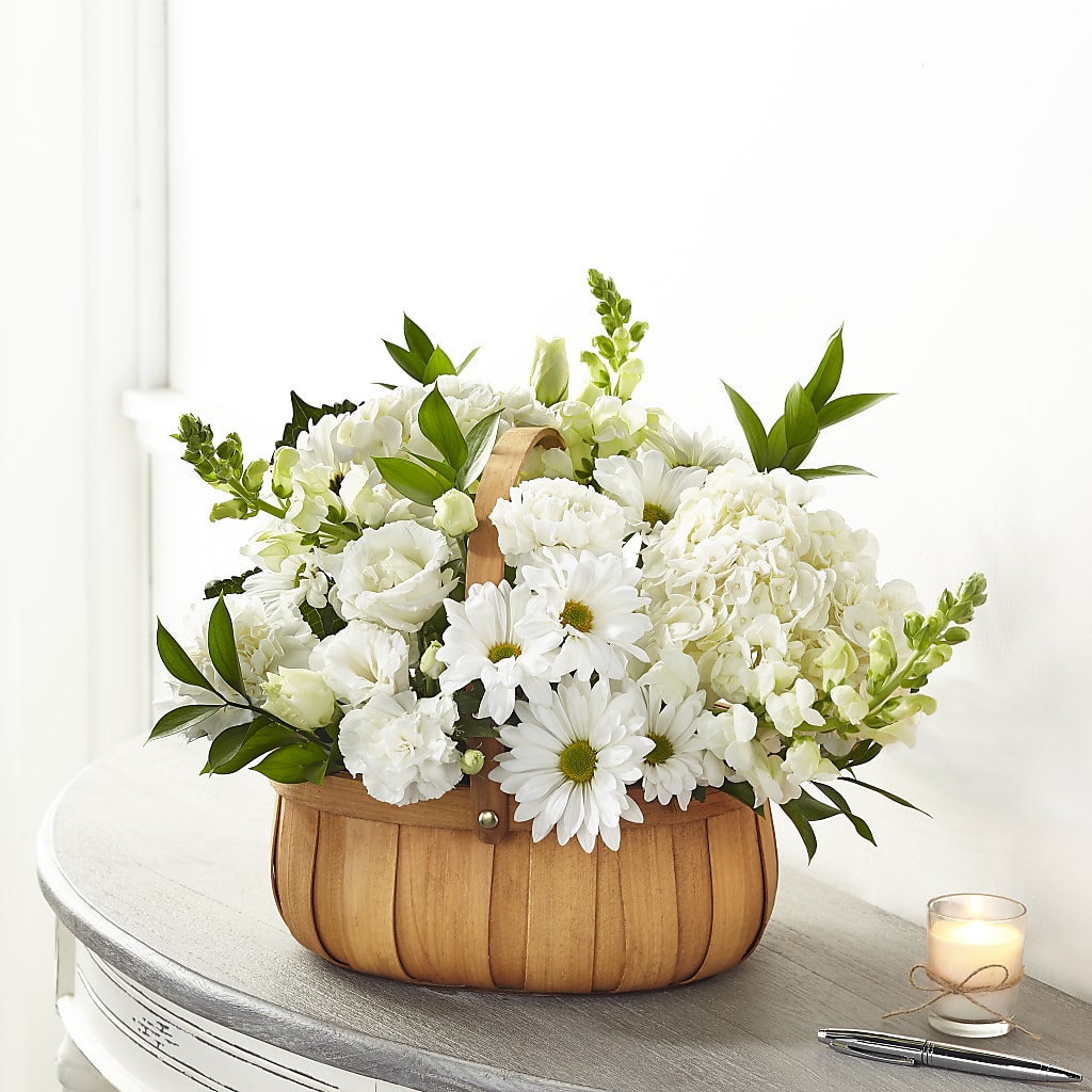 Pure Ivory Basket – MARIE'S FLOWER & GIFT SHOPPE INC, Moultrie GA
