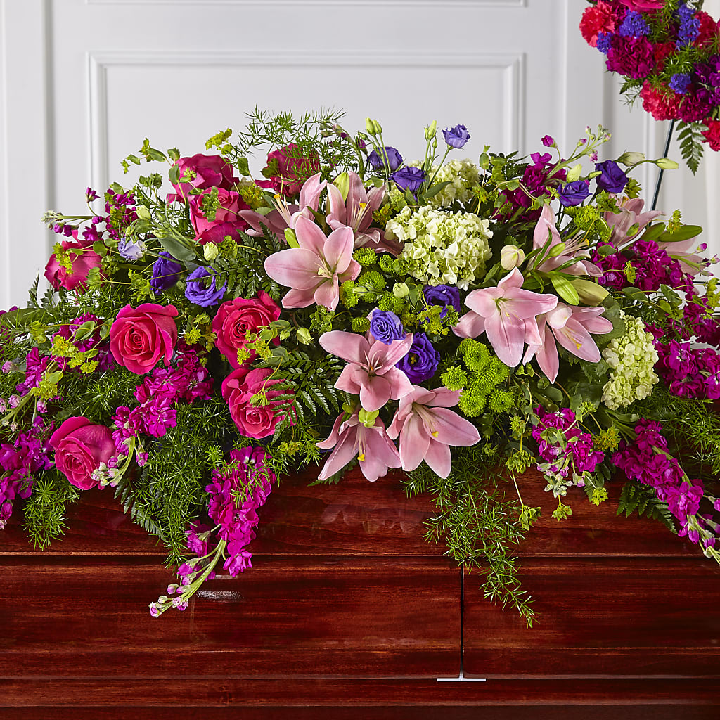 Radiant Tribute Casket Spray – MARIE'S FLOWER & GIFT SHOPPE INC, Moultrie GA