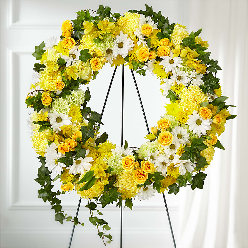 Golden Remembrance Wreath – MARIE'S FLOWER & GIFT SHOPPE INC, Moultrie GA