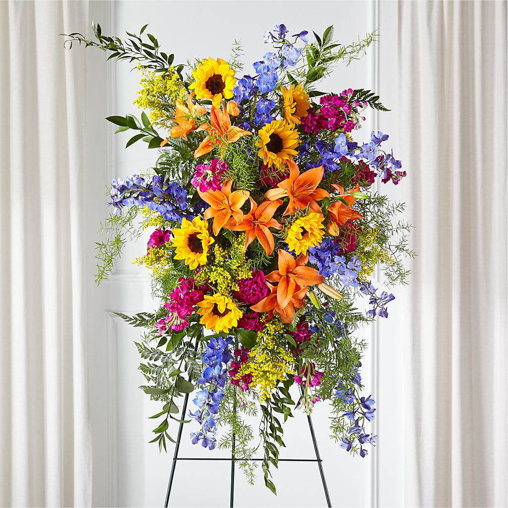 Sunlit Memories Standing Spray (Standard) – MARIE'S FLOWER & GIFT SHOPPE INC, Moultrie GA