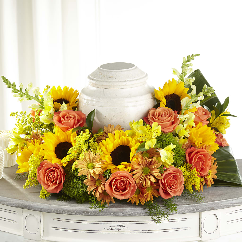 Faithful Sunflower Cremation Adornment – MARIE'S FLOWER & GIFT SHOPPE INC, Moultrie GA