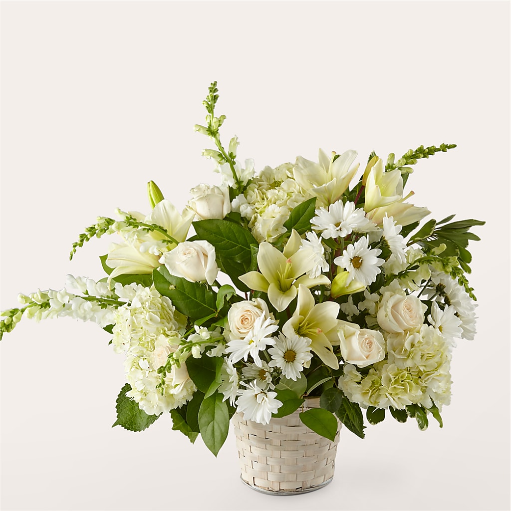Ivory Elegance Floral Basket – MARIE'S FLOWER & GIFT SHOPPE INC, Moultrie GA