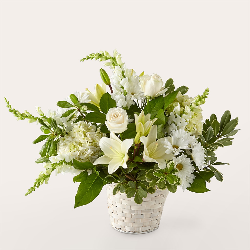 Ivory Elegance Floral Basket – MARIE'S FLOWER & GIFT SHOPPE INC, Moultrie GA
