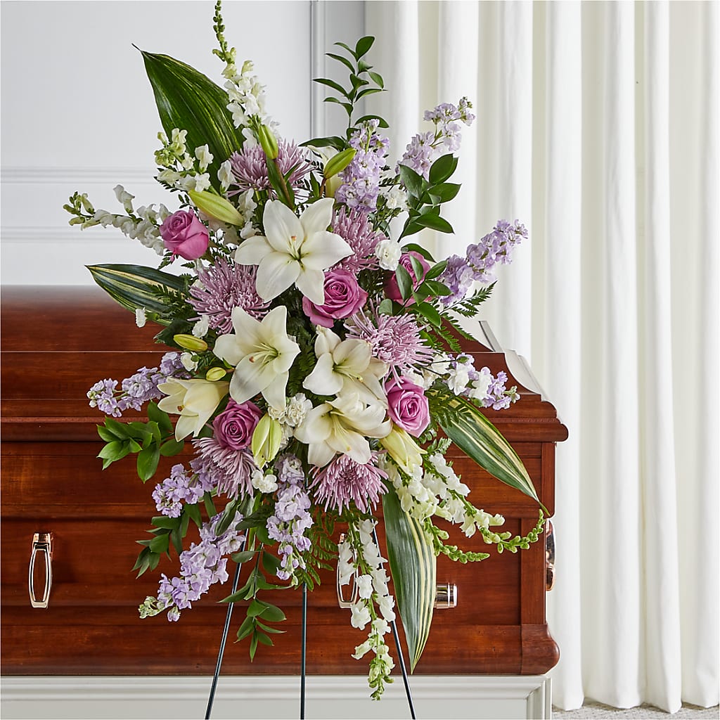 Grateful Hearts Standing Spray – MARIE'S FLOWER & GIFT SHOPPE INC, Moultrie GA