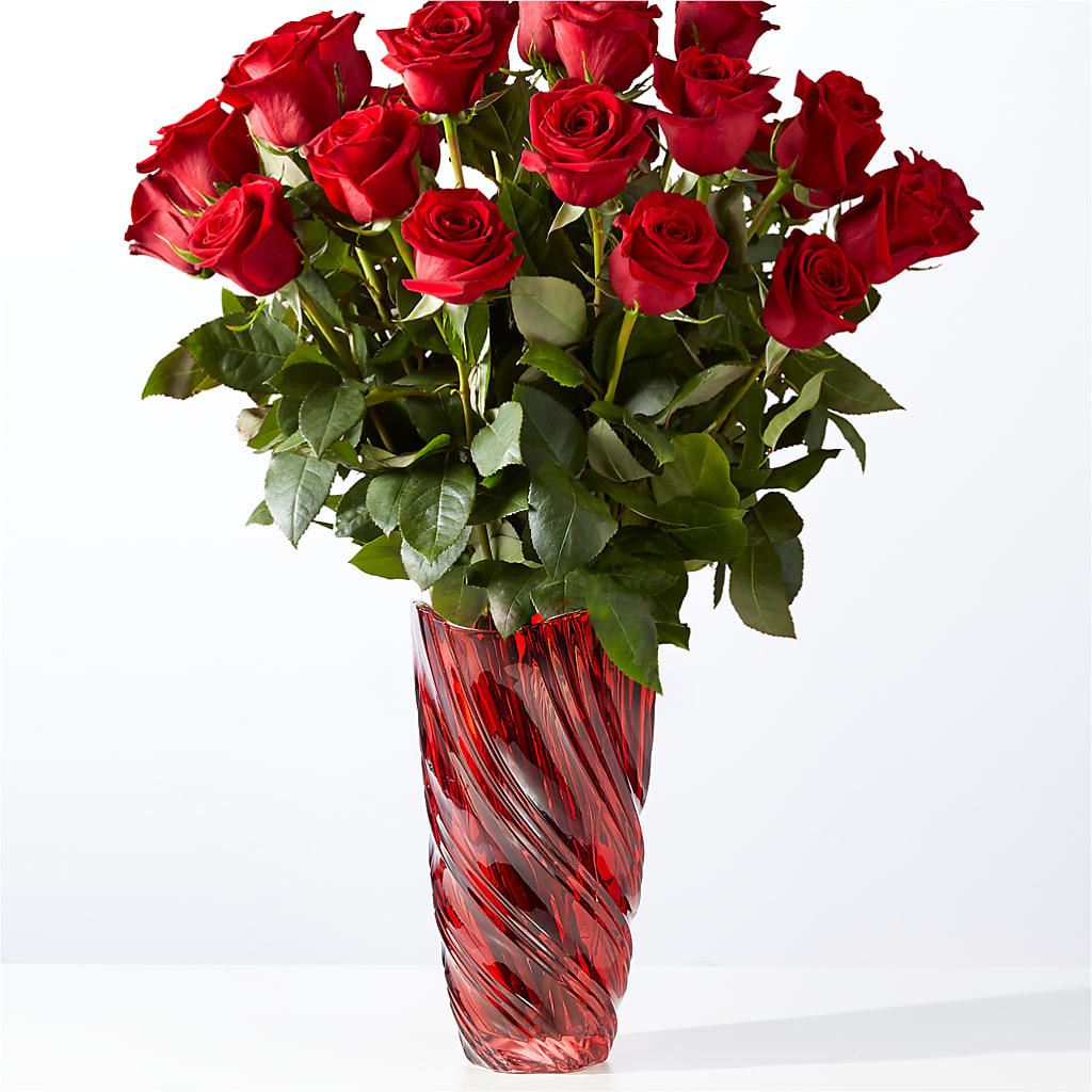 Classic Love Red Rose Bouquet with Luxe Swirl Vase – MARIE'S FLOWER & GIFT SHOPPE INC, Moultrie GA
