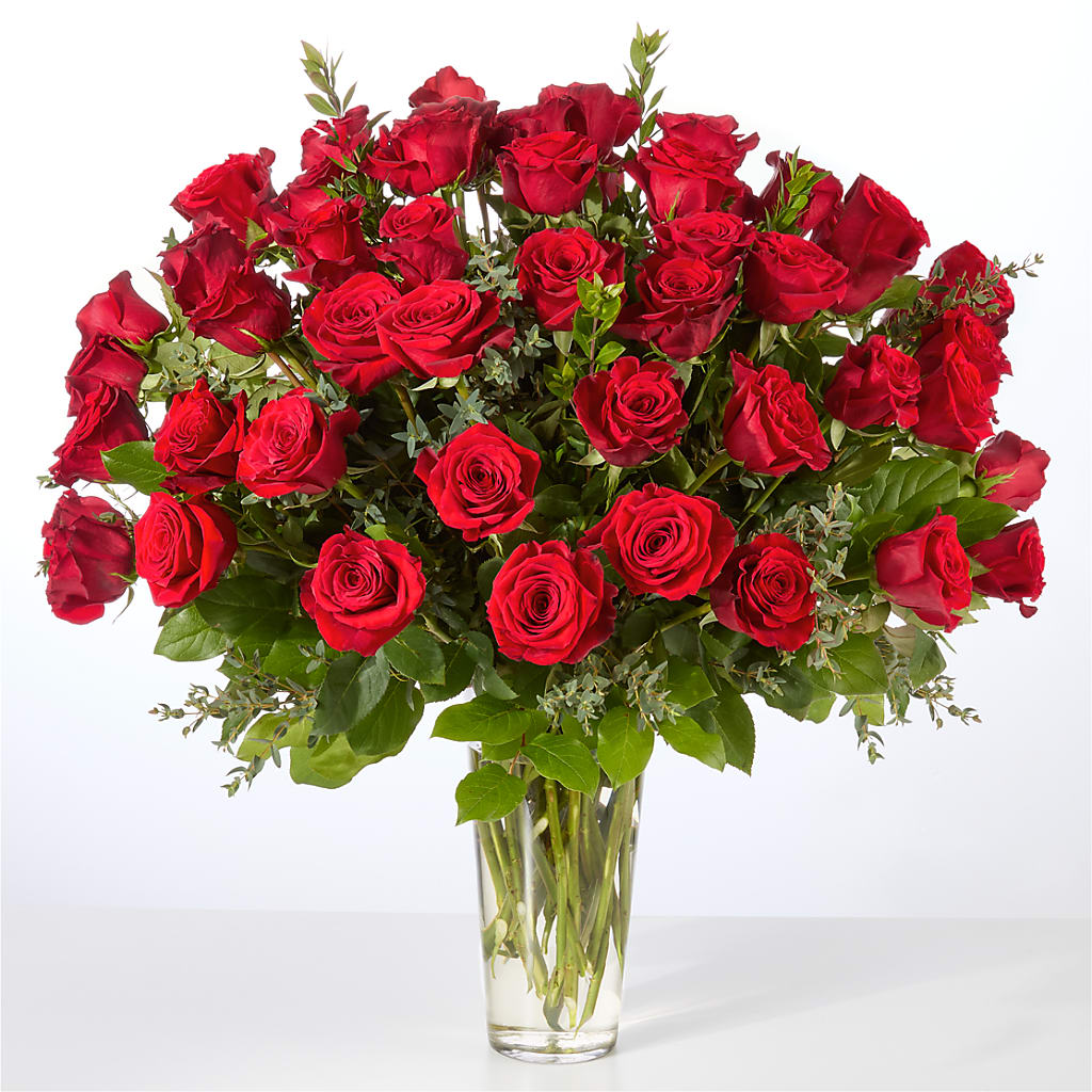 Forever Yours Fifty Stem Red Rose Bouquet – MARIE'S FLOWER & GIFT SHOPPE INC, Moultrie GA