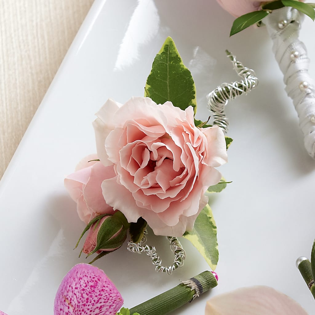 Pink Spray Rose Boutonniere – MARIE'S FLOWER & GIFT SHOPPE INC, Moultrie GA