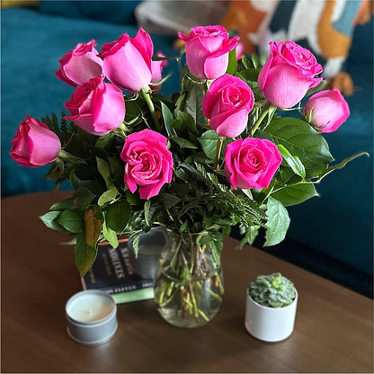 Long Stem Pink Rose Bouquet – MARIE'S FLOWER & GIFT SHOPPE INC, Moultrie GA
