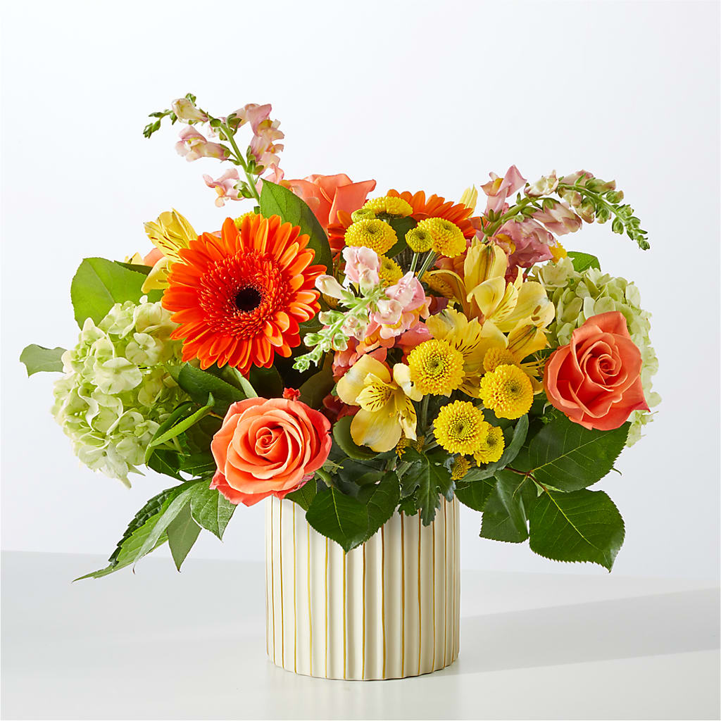 Autumn Sunshine Bouquet with Ivory Vase – MARIE'S FLOWER & GIFT SHOPPE INC, Moultrie GA