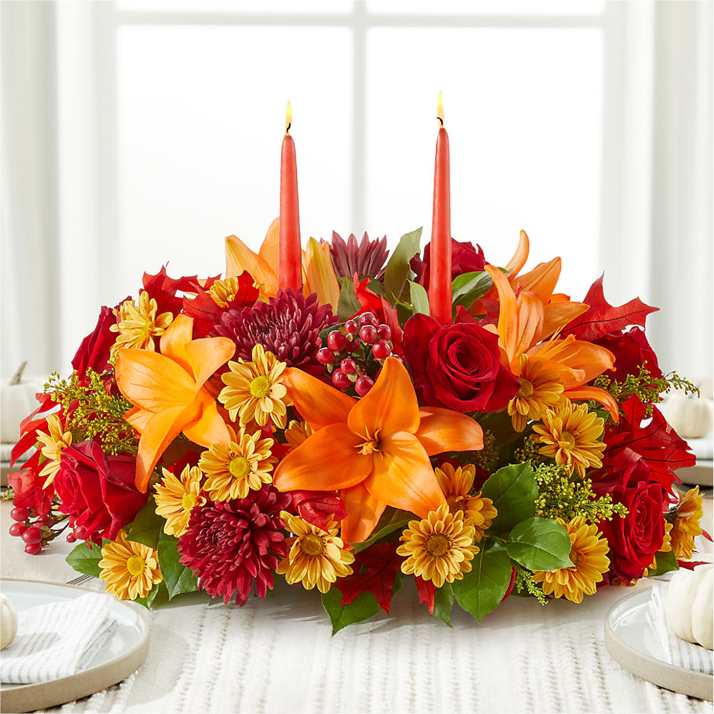 Autumn's Embrace Centerpiece – MARIE'S FLOWER & GIFT SHOPPE INC, Moultrie GA